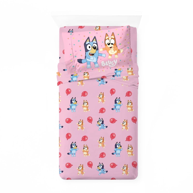 Bluey Kids Bed Sheet Set Twin Size - Pink 3-Piece Microfiber Bedding - Variation of THIS listing