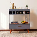Modern Grey Mini Bar Cabinet with Drawers & Wine Storage