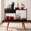 Oxford Black Modern Bar Cabinet with Wine Storage & Shelves - Compact Design