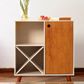 Modern Bar Cabinet with 6-Bottle Wine Rack - Two-Tone White & Brown