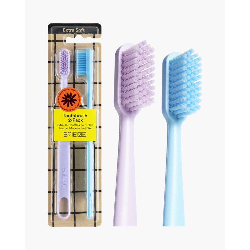Extra-Soft Adult Toothbrush Set - 2 Pack - Blue & Thistle