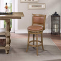 26" Distressed Sandrift Swivel Counter Stool - Faux Leather