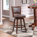 29-Inch High Back Swivel Wood Bar Stool - Cappuccino Finish