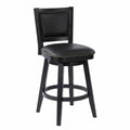 Bar Height Swivel Stool - Black Faux Leather Upholstery