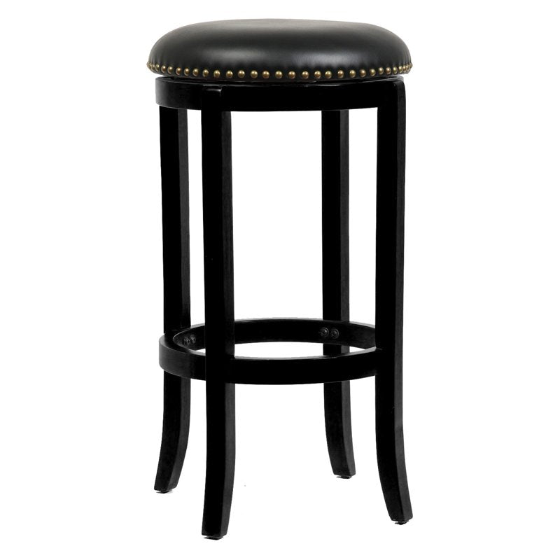 Backless Swivel Counter Stool - 24in Black Faux Leather