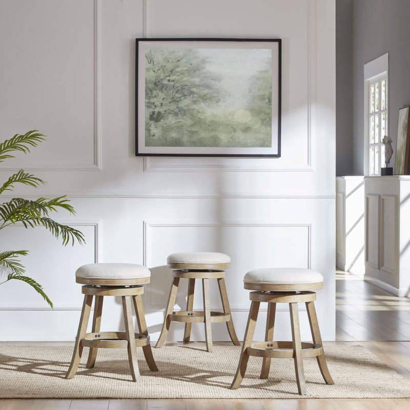 Fenton Backless Swivel Counter Stool - Driftwood & Ivory