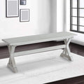 18-Inch Backless Wood Dining Bench - Antique White Finish