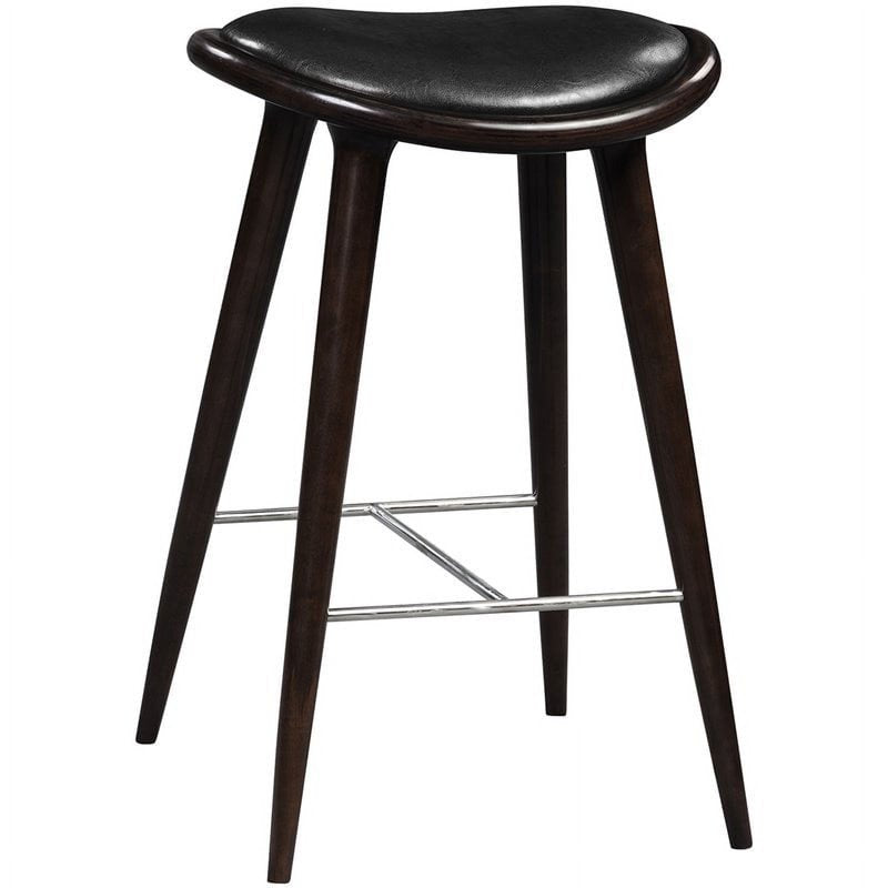 Bar Height Backless Wood Bar Stool - Cappuccino Finish - Black