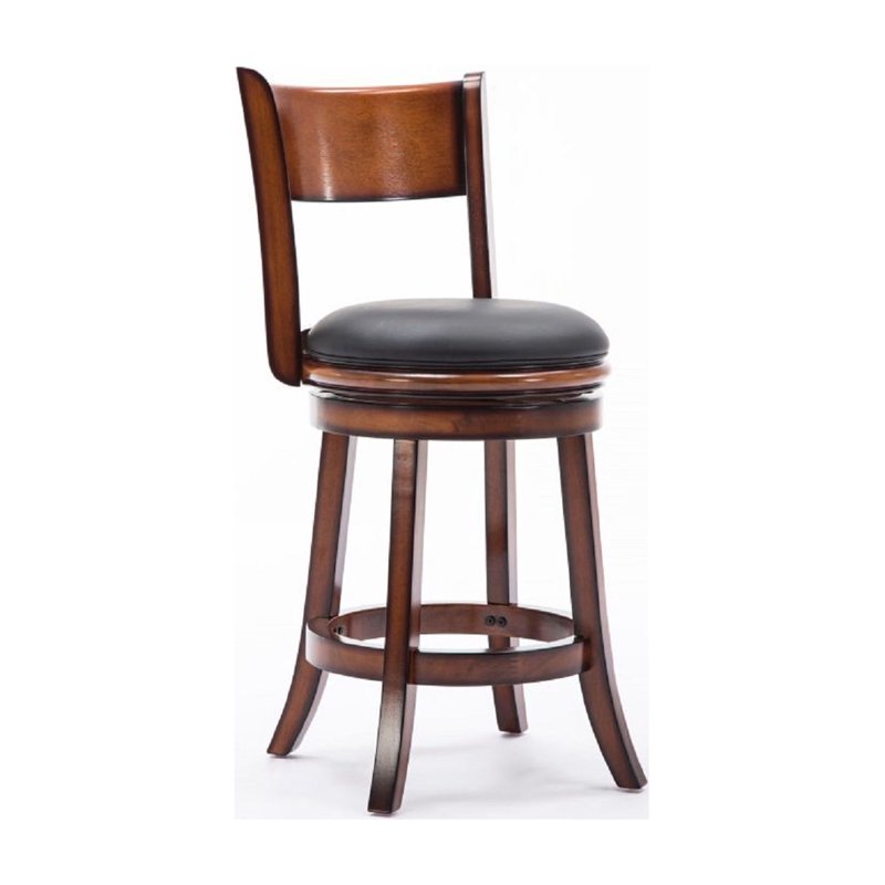 24" Swivel Counter Stool - Chestnut Fruitwood with Faux Leather Seat