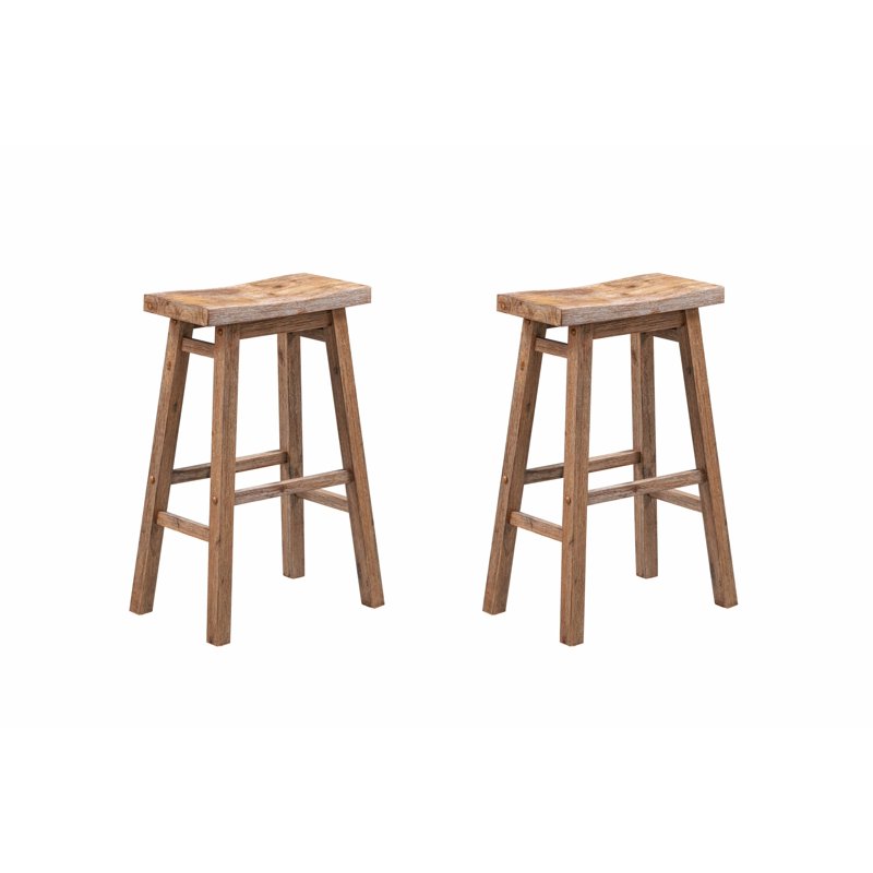 Sonoma Backless Saddle Bar Stools - Barnwood Wire-Brush, Set of 2