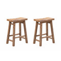 Sonoma Backless Wood Counter Stools - Set of 2 - Barnwood Wire-Brush