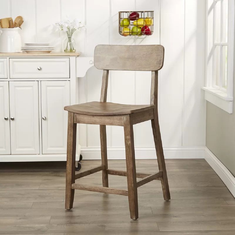 Torino Counter Height Wood Stool - Barnwood Wire-Brush Finish