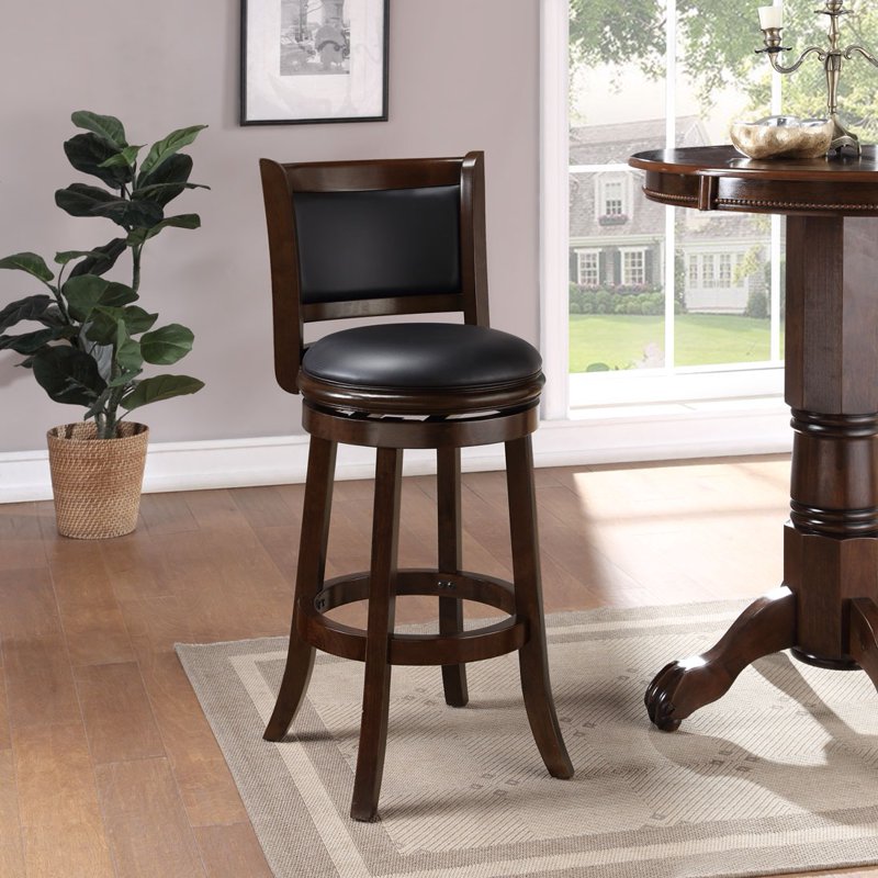 Augusta Swivel Bar Stool - Cappuccino Finish, 30.25" Height