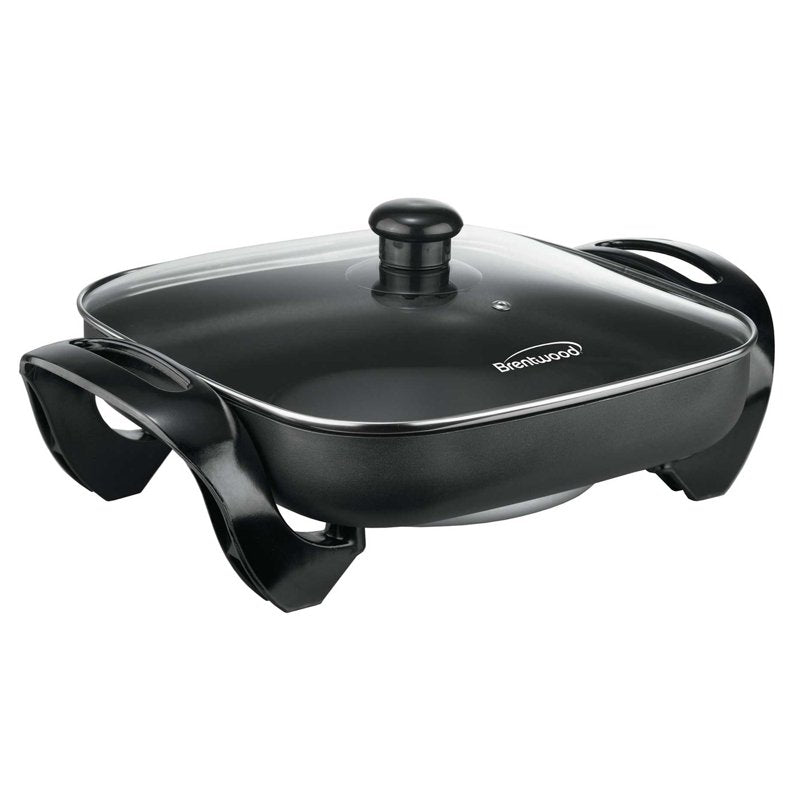 12-Inch Electric Skillet with Glass Lid, 1,300-Watt Nonstick Frying Pan