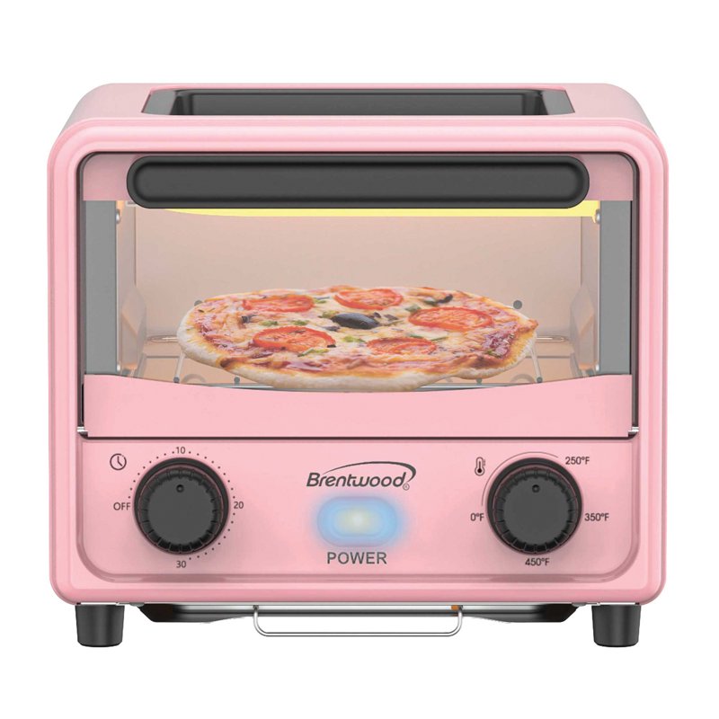 500-Watt Mini Toaster Oven - Stainless Steel - Pink