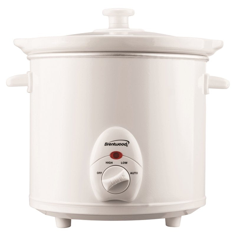 3-Quart Slow Cooker with Ceramic Pot and 3 Heat Settings - White