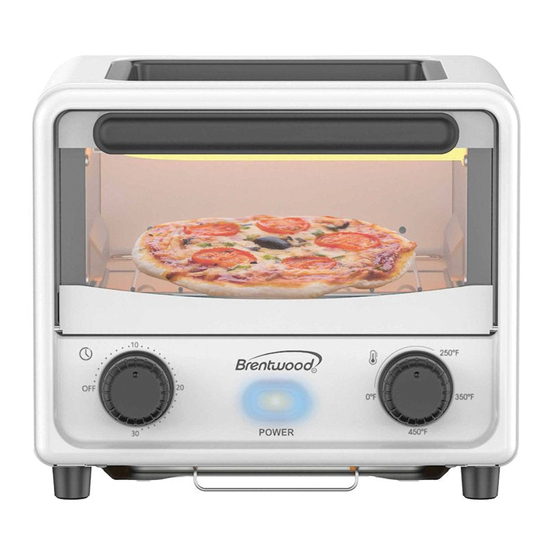 500W Stainless Steel Mini Toaster Oven - White