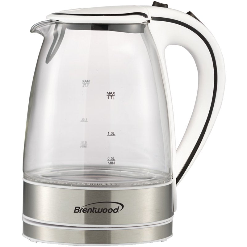 White Tempered Glass Tea Kettle - 1.7L with Cordless Base