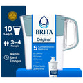 10-Cup Water Filter Pitcher - BPA Free, Stone Blue with Filter