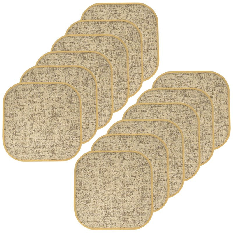 Memory Foam No Slip Chair Pad Cushion 16 x 16 - 12 Pack Camel Brown