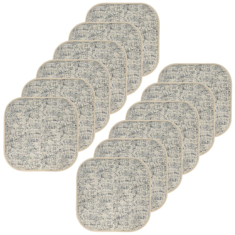 Memory Foam No Slip Chair Pad Cushion - 16x16, 12-Pack, Cream Blue