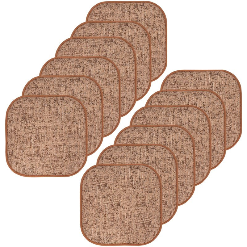 Memory Foam No-Slip Chair Pad Cushion - 16x16 - 12 Pack, Rust-Brown