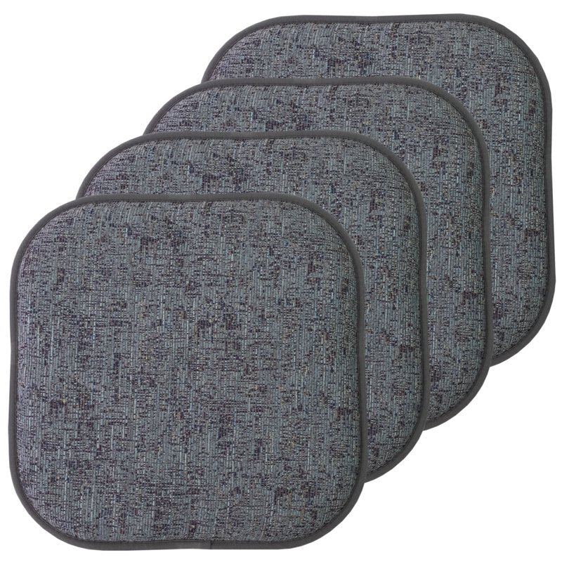 Memory Foam Chair Pad Cushions - 16x16, No Slip Back, 4-Pack, Multi-Blue