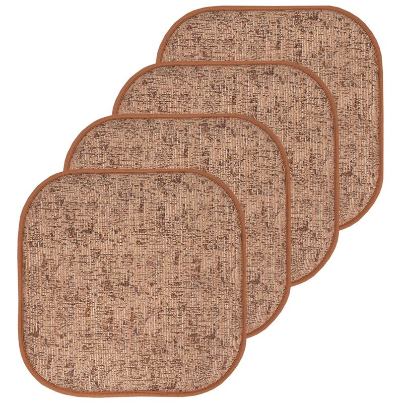 Memory Foam No-Slip Chair Pads - 16x16 Cushion 4-Pack - Rust-Brown