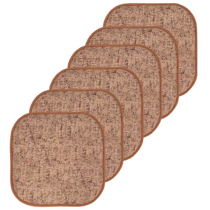 Memory Foam No Slip Back Chair Pad Cushion 6-Pack - Rust-Brown