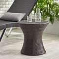 Wicker Outdoor Accent Table - 19.69" Brown Patio Table