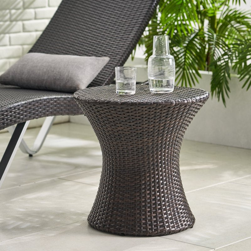 Wicker Outdoor Accent Table - 19.69" Brown Patio Table