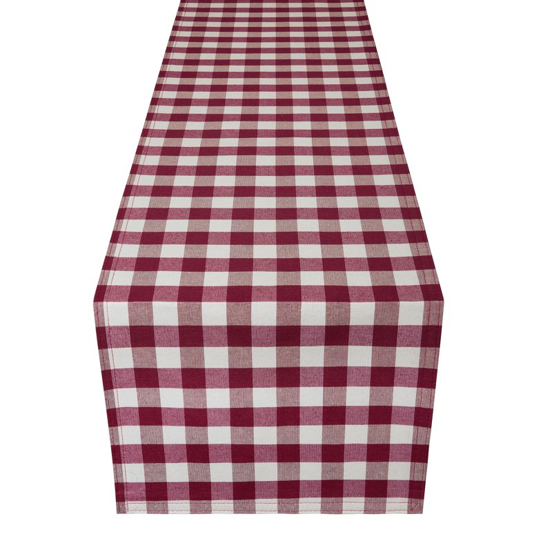 Buffalo Check Table Runner - Burgundy, 13 x 36 Inches