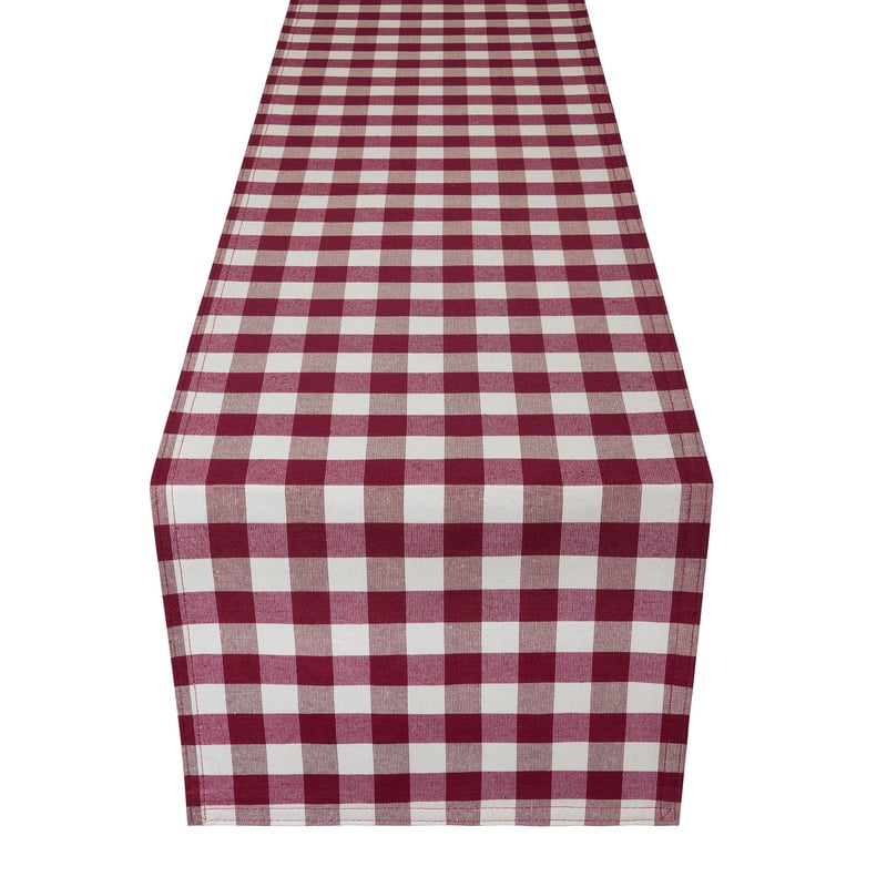 Buffalo Check Plaid Table Runner - Burgundy - 13 x 48 in