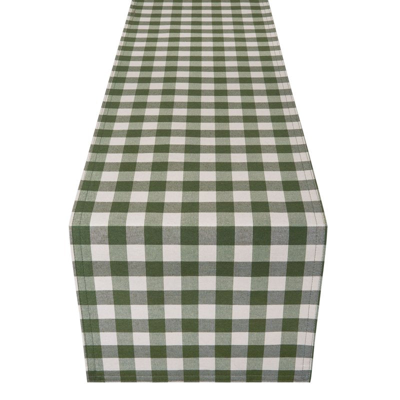 Buffalo Check Plaid Table Runner - Sage Green, 13 x 90 Inches