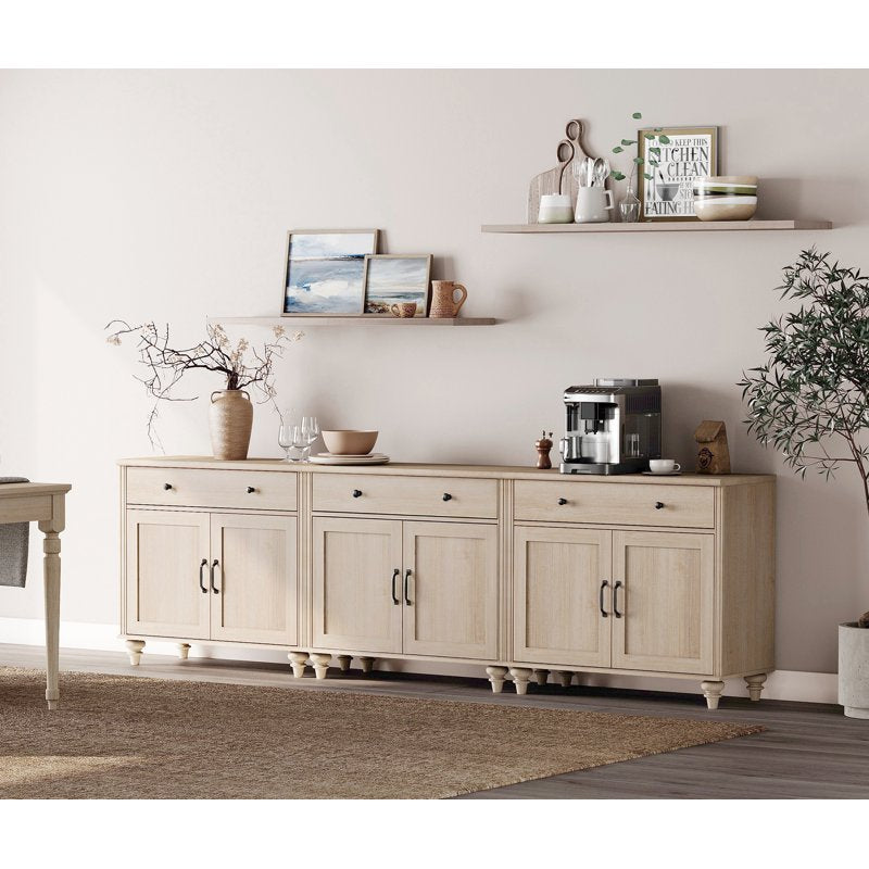 Buffet Cabinet with 6 Doors & 3 Drawers - Beige Coffee Bar Table