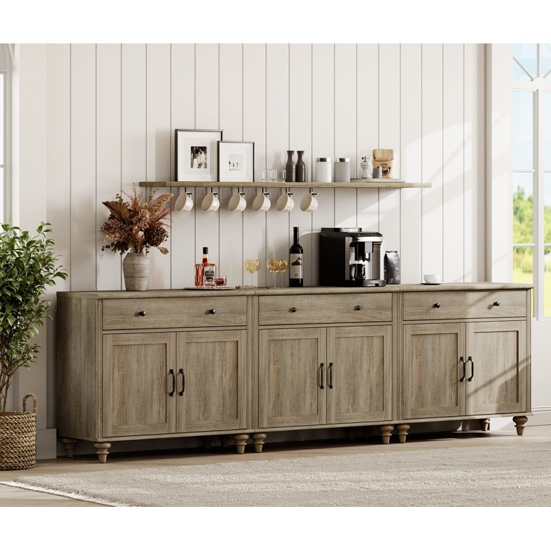 Large Buffet Cabinet with 6 Doors & 3 Drawers - Wash Grey