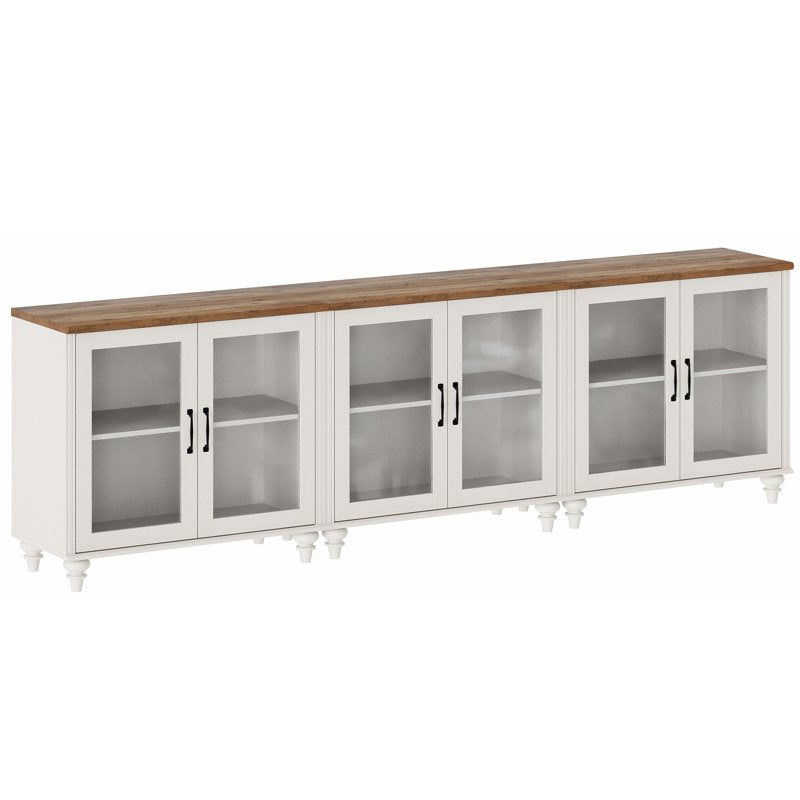 Buffet Cabinet with 6 Glass Doors and Adjustable Shelf - 3 Pack
