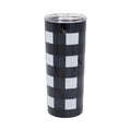 20 oz Double-Wall Stainless Steel Tumbler - White and Black Buffalo Plaid