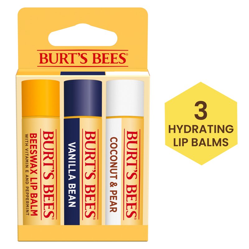 Natural Moisturizing Lip Balm Set - Beeswax, Vanilla & Coconut Pear