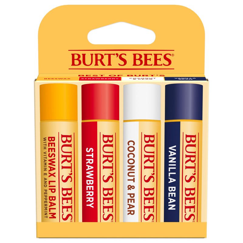 Moisturizing Lip Balm Variety Pack - 4 Natural Flavors, Tint-Free Set