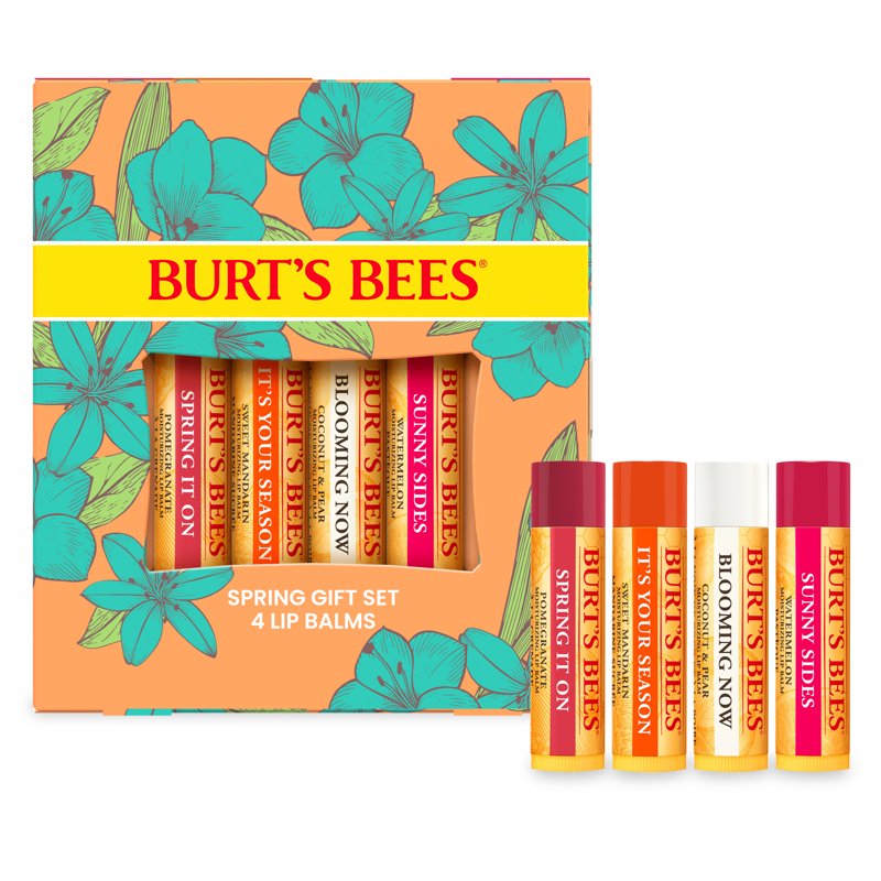 Natural Beeswax Lip Balm Gift Set - 4-Pack Moisturizing Flavored Balms