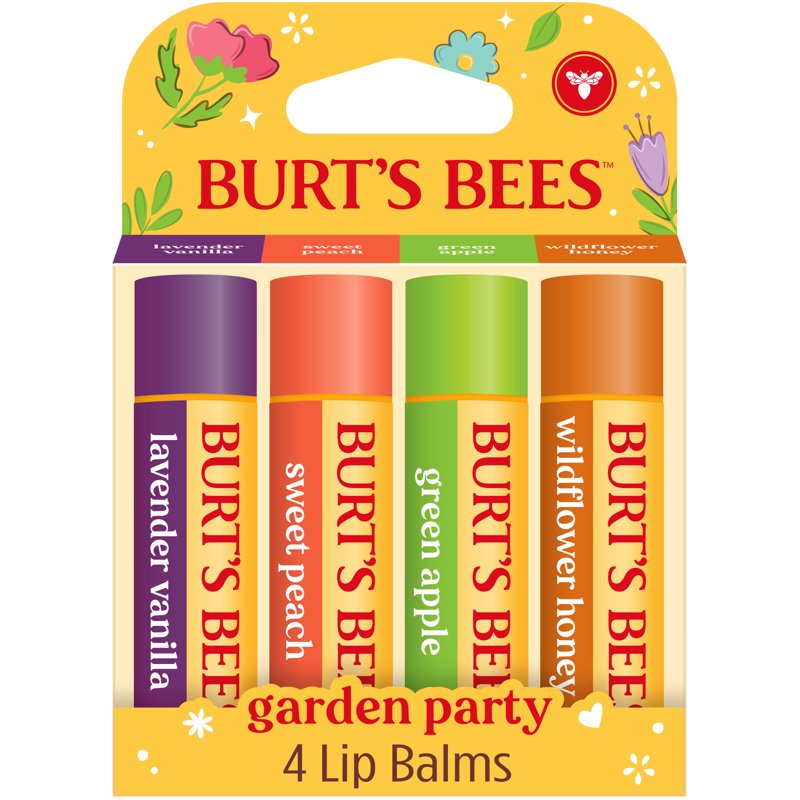 Natural Moisturizing Lip Balm Set - Garden Party Flavors - 4 Pack