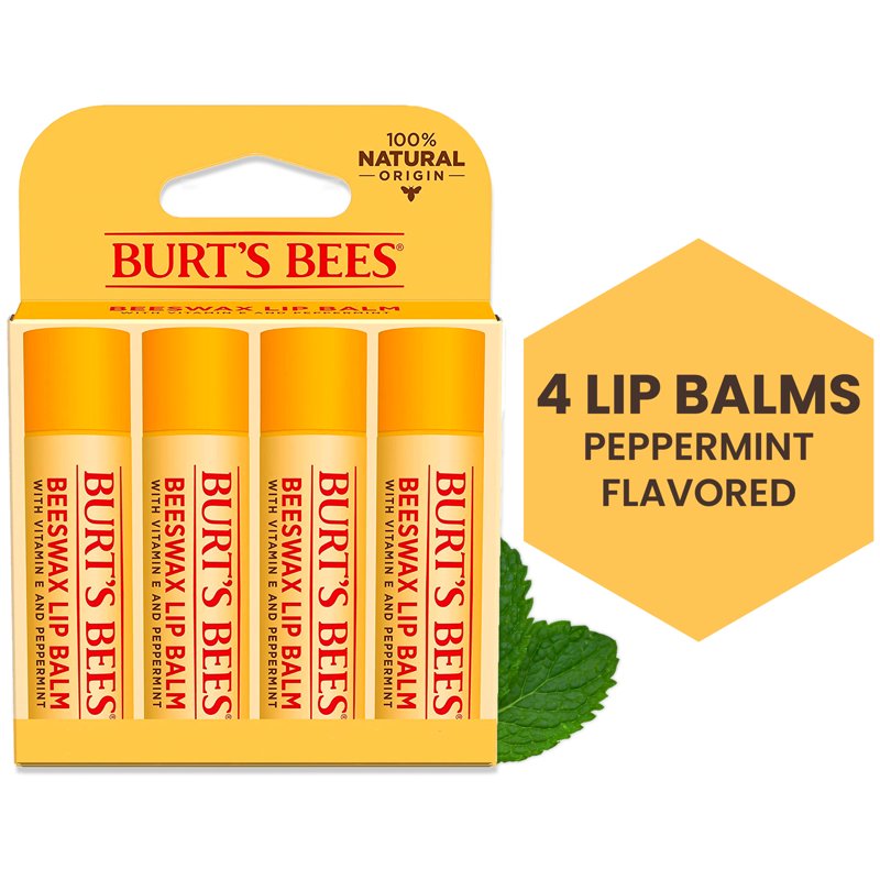 Natural Moisturizing Beeswax Lip Balm with Vitamin E & Peppermint Oil