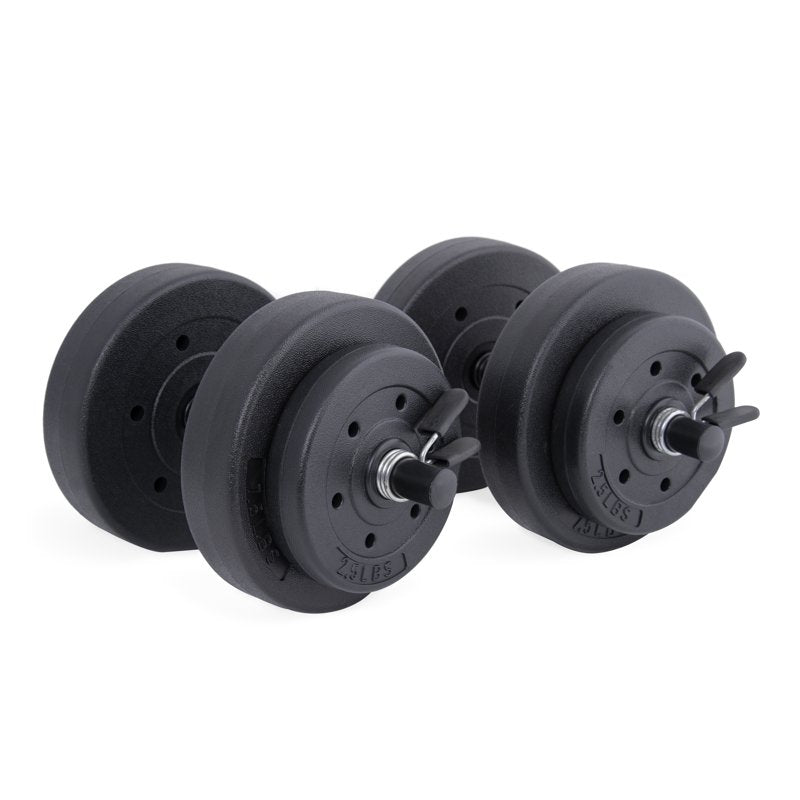 40lb Adjustable Dumbbell Set - Vinyl Weight Plates & Steel Bars