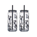 Halloween Cat Glass Can Sipper Tumblers - 20 oz, 2 Pack