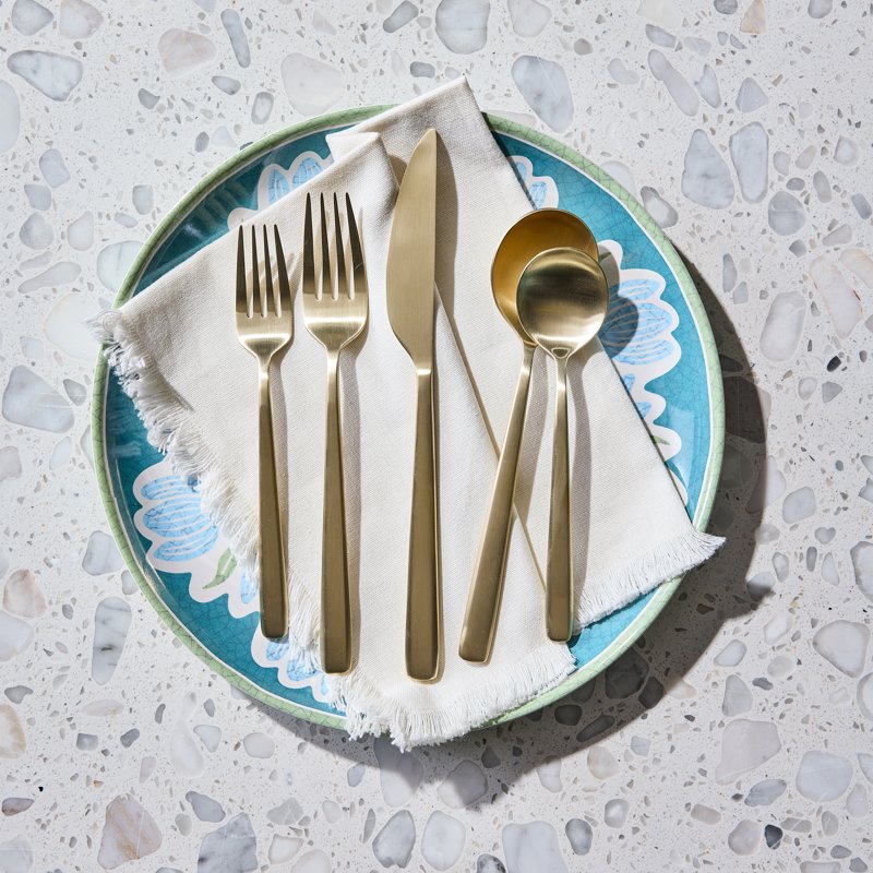 20-Piece Gold Flatware Set - Silver Satin Finish