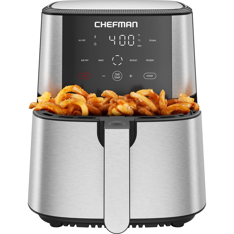6 Quart Stainless Steel Air Fryer with Touch Controls & 4 Cooking Functions