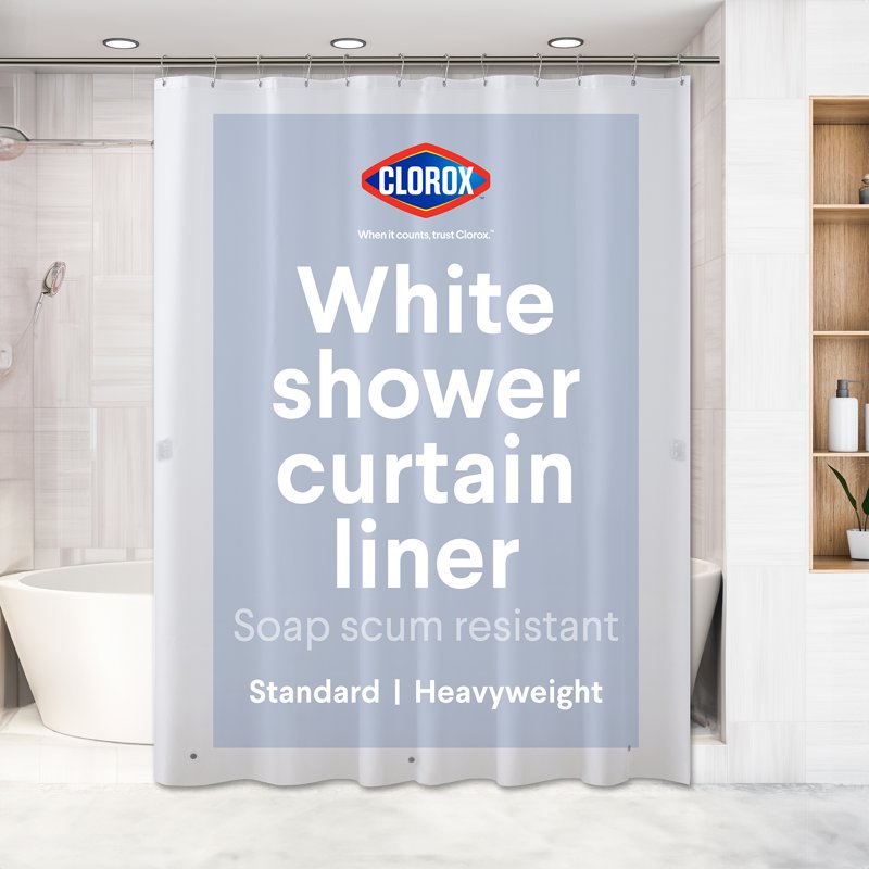 Heavyweight PEVA Shower Curtain Liner with Magnets - 72 x 72 Inches, White