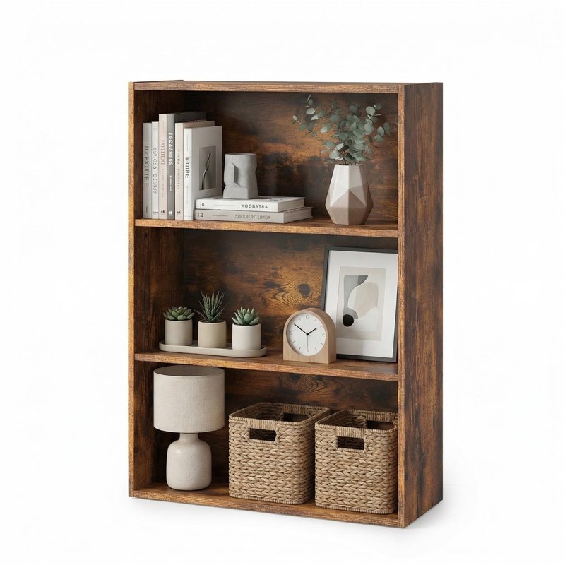3-Shelf Open Bookshelf - Adjustable Storage for Home & Office