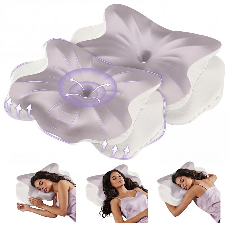 White Contour Memory Foam Pillow with Pillowcase - Ergonomic Neck & Shoulder Support for Side & Back Sleepers